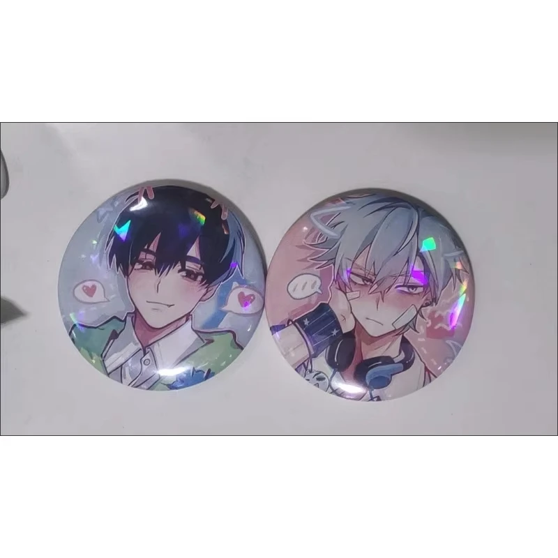 Anime Button Brooch Pins 2Pcs Shy Couple Alien Stage Ivan Till Cartoon Badge for Backpack Jewelry Accessories Handmade Gifts