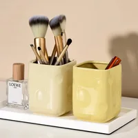 Nordic Home Decoration Bathroom Organizer Makeup Brush Holder Storage Canister Cosmetic Container Ceramic Pen Holder For Office 1