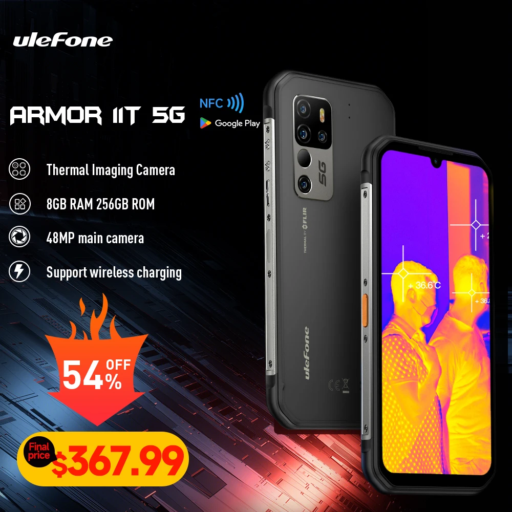 Ulefone Armor 11T 5G Cellulare Robusto Flir®Smartphone Con Termocamera Android 8Gb 256Gb Telefono Cellulare Impermeabile