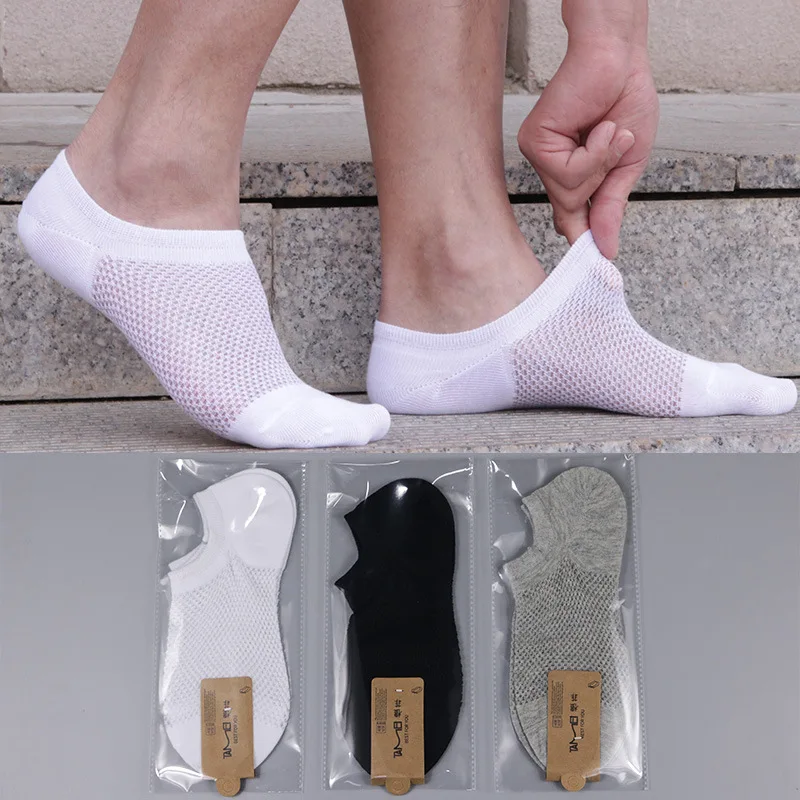 

3 Pairs 1 Lot Man Cotton Short Socks Breathable Mesh Men Comfortable Casual Ankle Sock Pack Male White Black Gray Low Cut Socks