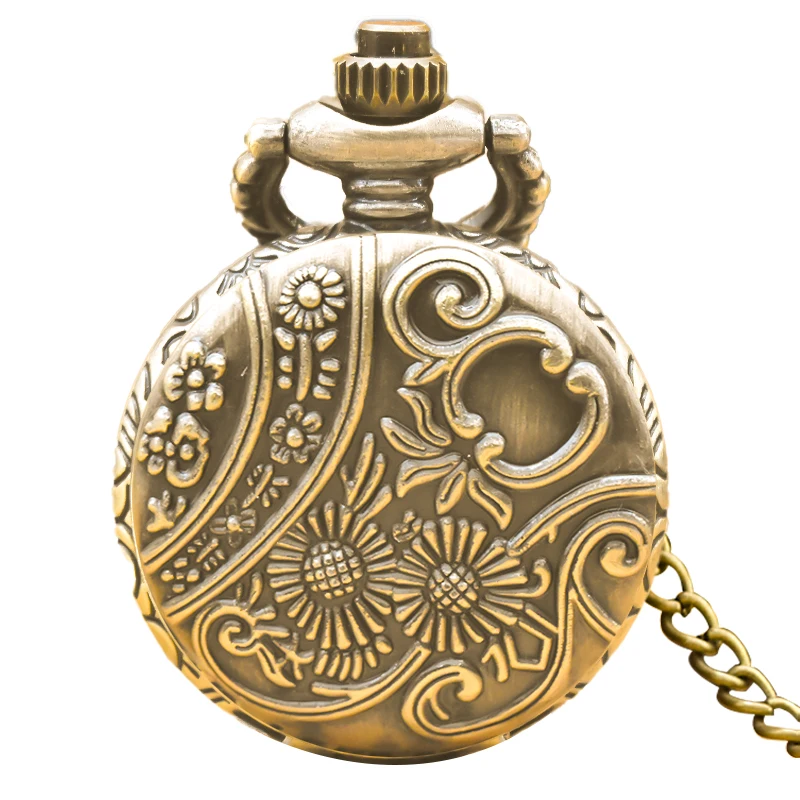 Bronze Delicate Compact Arabic Numerals Clamshell Pocket Watch Necklace Small Pocket Watch Gift Pocket Cheap Children's Toys