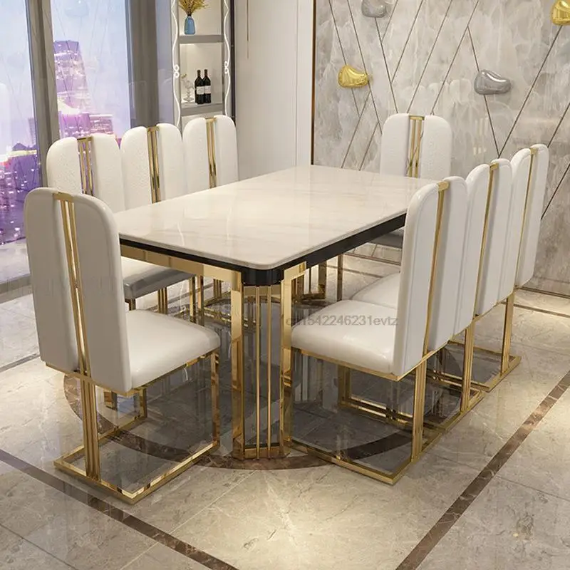 Dining Table Set Light Luxury Dining Table With Chairs Home Furniture High-End Restaurant Table Kitchen Marble Rectangle