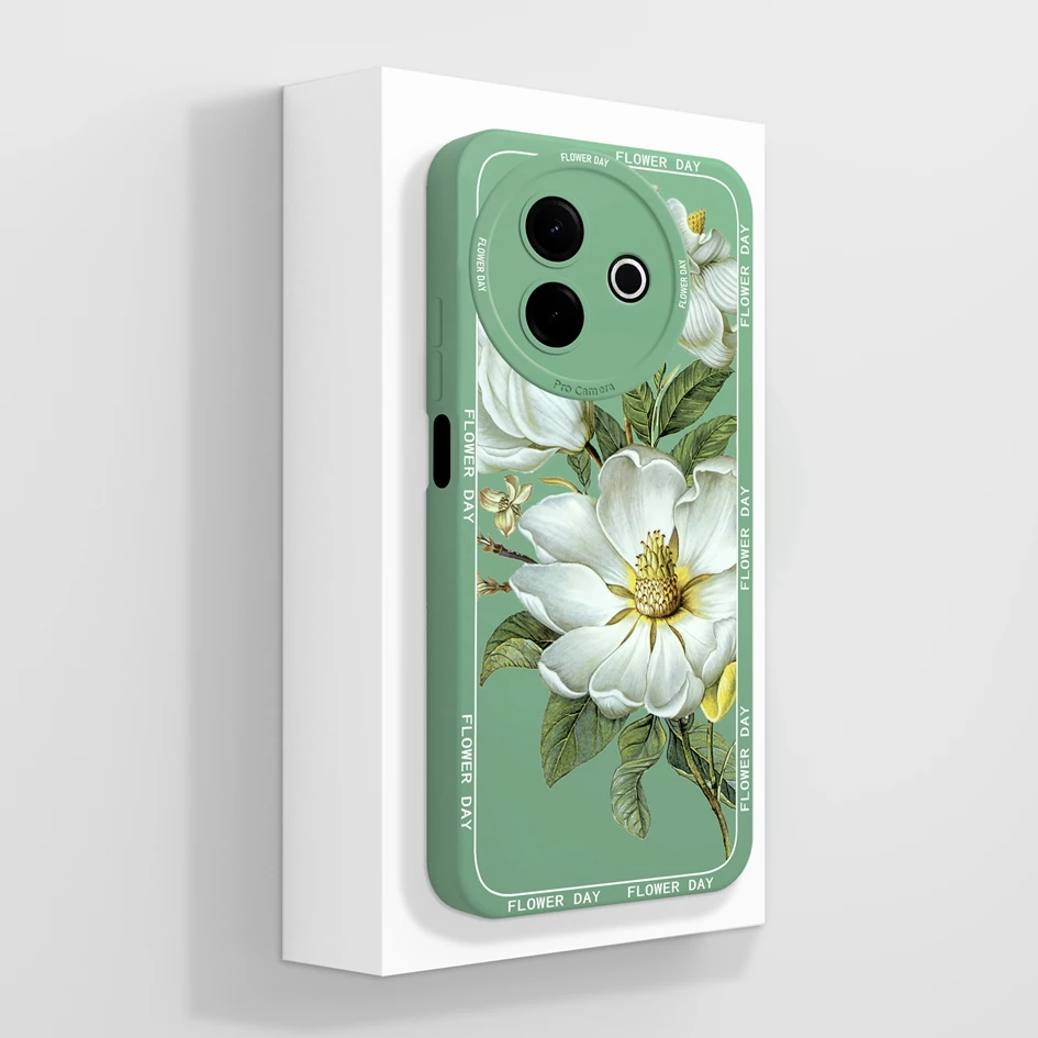 Beautiful Flower & Lazy Kitten Pattern Soft Silicone Anti-Slip Phone Case