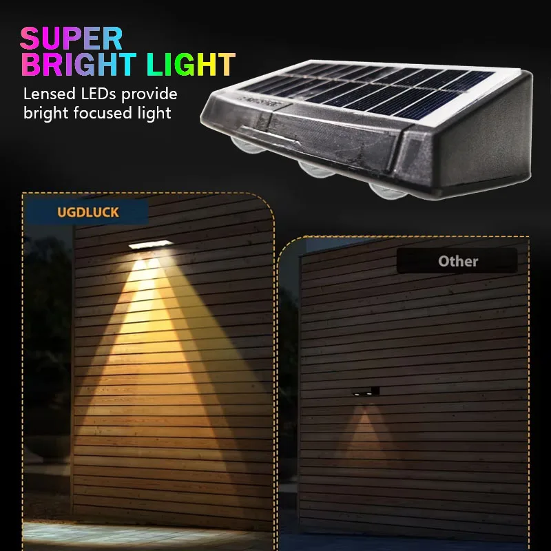 1-2Pcs 태양광 울타리 조명 태양열 구동 LED 데크 조명 색상 변경 울타리 기둥 발코니용 방수 야외 조명