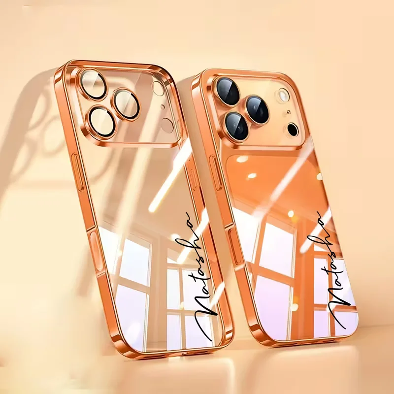 Personalized Customized Name Transparent TPU Luxury Plating Phone Case for thumbnail 8