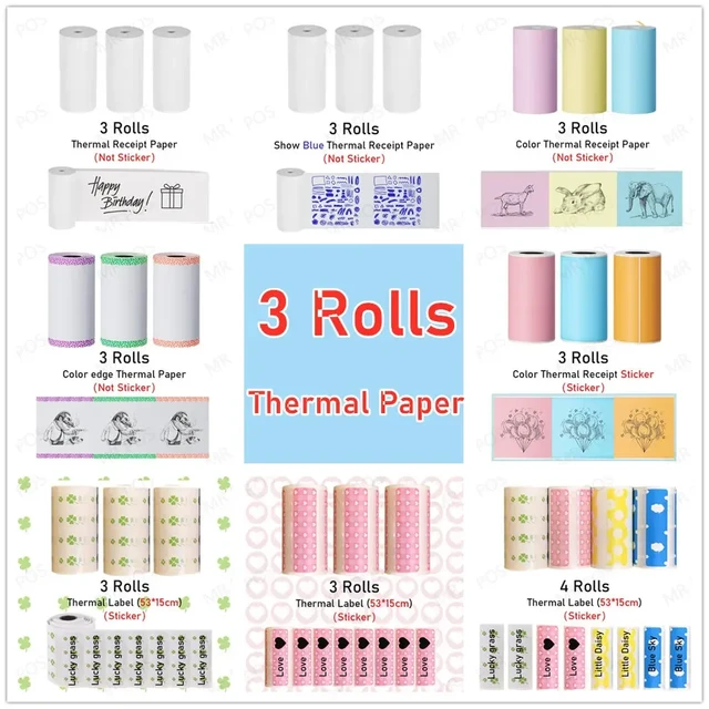 Roll Colored Thermal Stickers, Photo Paper Receipt Label