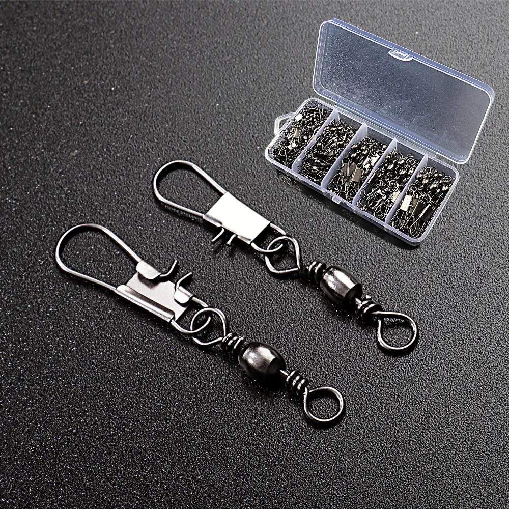 100 teile/schachtel Swivel Snap Connector Pin Rolling Ring Angeln Ausrüstung Box Schnalle Lock Kit Draht Drehen Lager 50-100 stücke Tackle – Detail 9