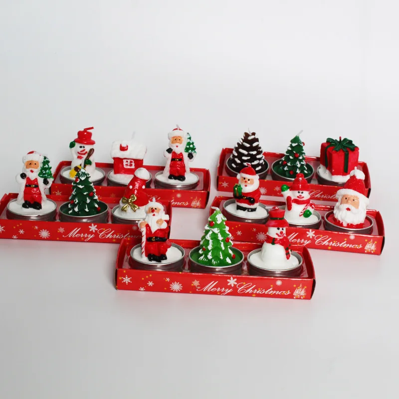 Christmas Candle Set Santa Tree Snowman Carnival Romantic Ornament Christmas Small Candle Light Gift - Image 3