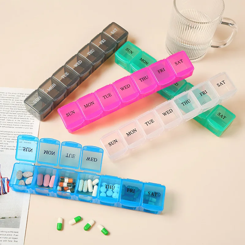 Compact 7-Day Travel Pill Organizer with Storage for Medications and Supplements
