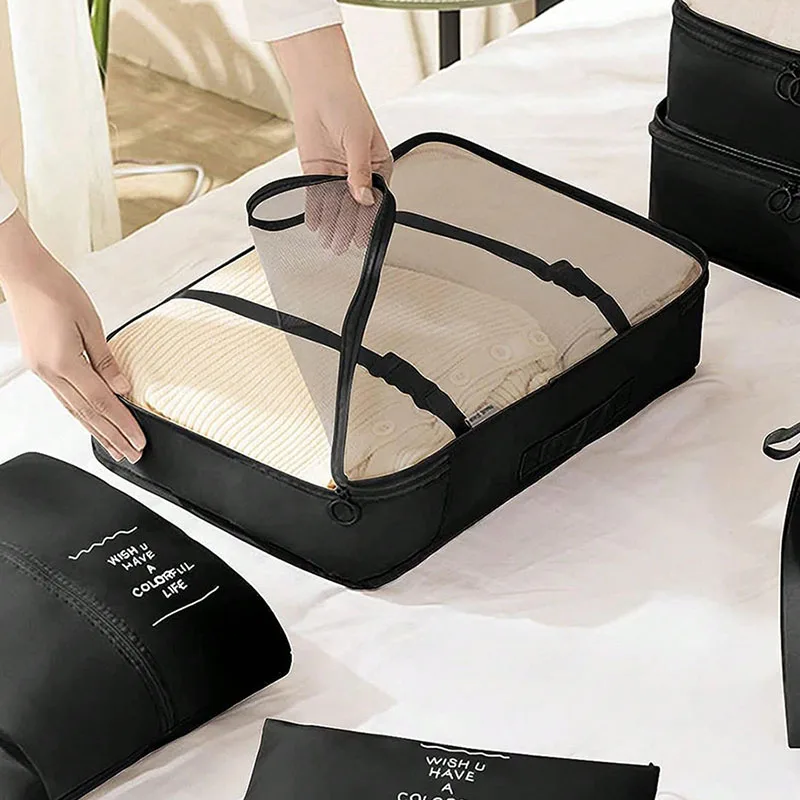 9Pcs Travel Organizer Bags Suitcase Packing Cubes Portable Fold