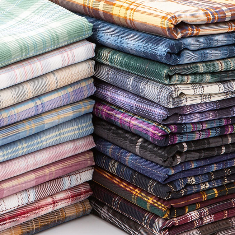 

JK Plaid Polyester Fabric DIY Handmade Clothes Yarn-Dyed Uniform Large Intestine Hair Ring Pleated Skirt Clothing Skirt Fabric