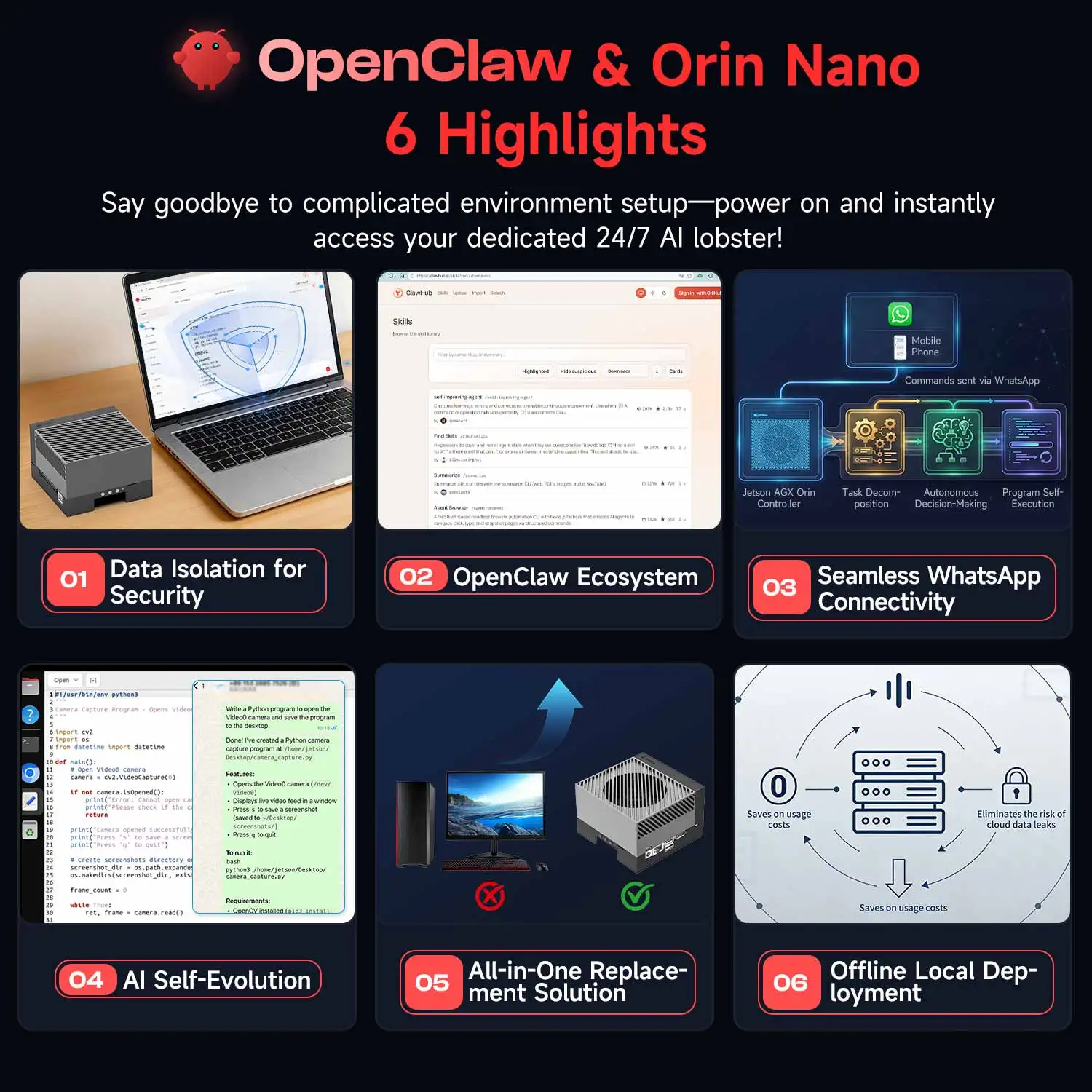 제트슨 AGX 오린 64GB 개발자 보드 키트(리눅스 운영 체제 탑재, 275 TOPS, 엣지 AI, 로봇공학, 생성적 AI, 머신 비전용)