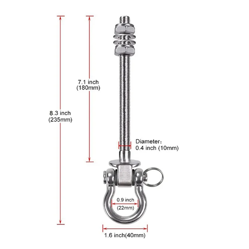 Set 4 Ganci Rotanti In Acciaio Inox 304 Per Altalene – Portata 680 Kg Con Cuscinetti A 180°