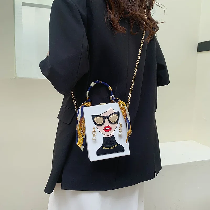 Evening Bags for Women 2024 New Fashionable Leather Shoulder Bag Woman Hard High Quality Hip Hop Party Luxury Designer Handbag - 4