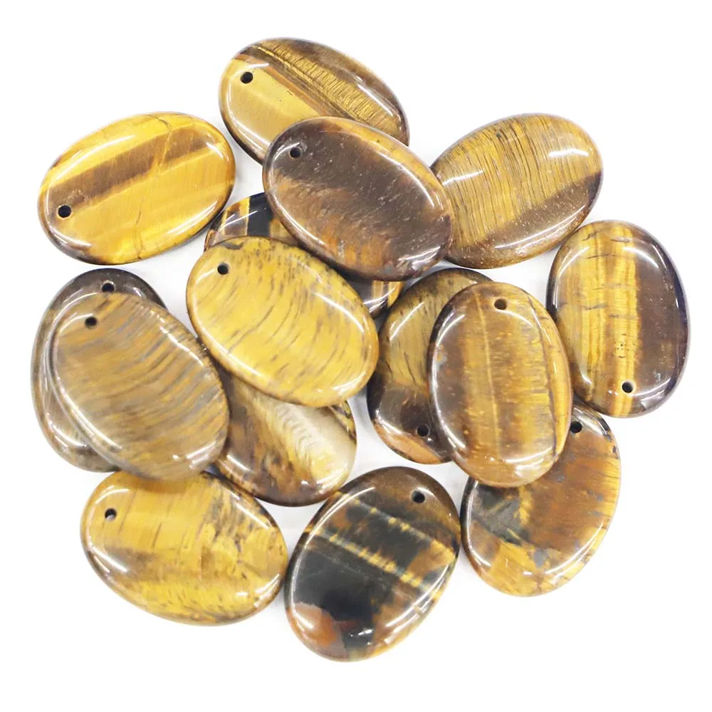 Good Quality Natural Stone Denier Oval Necklace Pendant Mineral Healing Fashion Reiki Charm DIY Jewelry Accessories Making 12Pcs