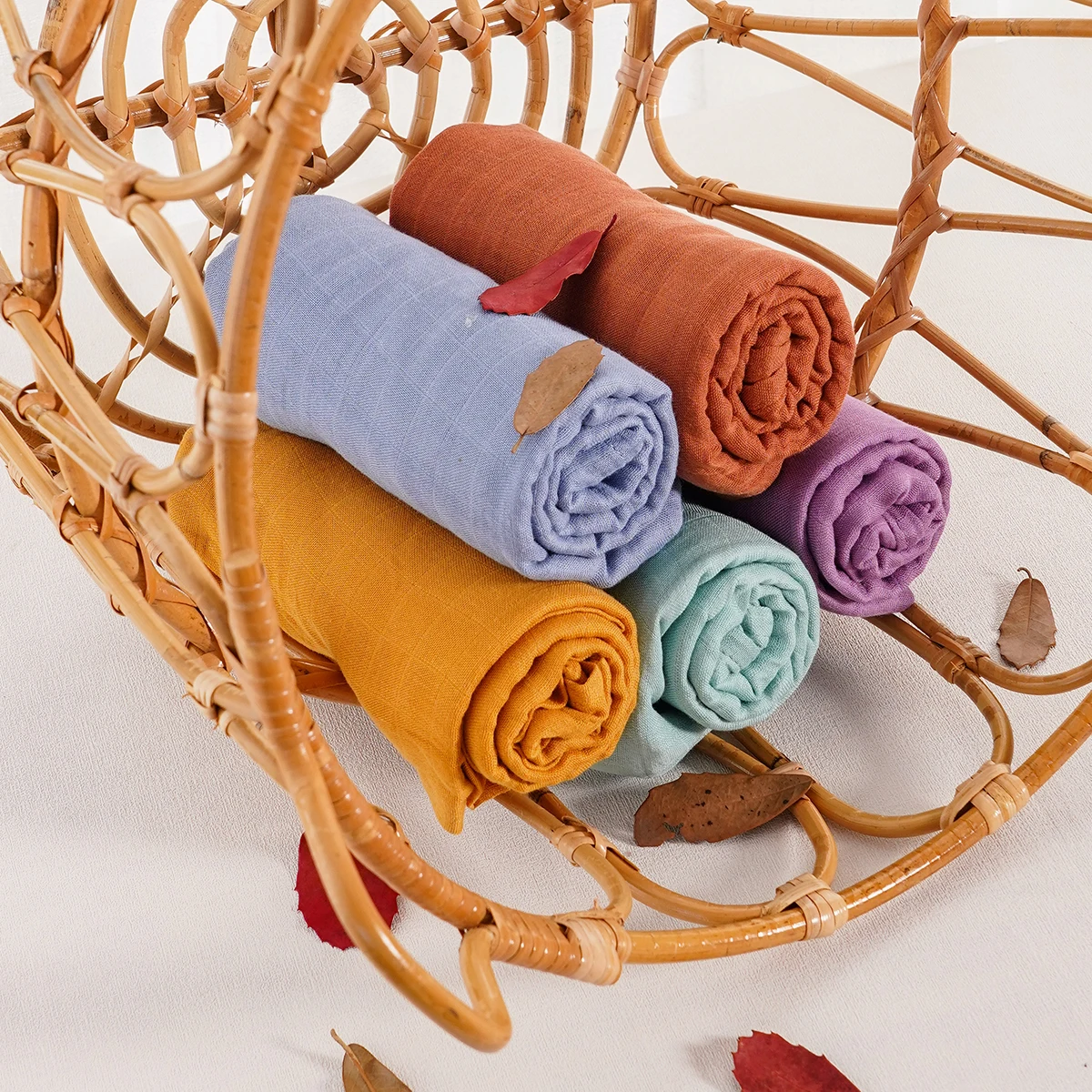 Elinfant Solid Color Cotton Muslin Swaddle Blankets Bamboo Cotton Soft Newborn Babt Receiving Blanket