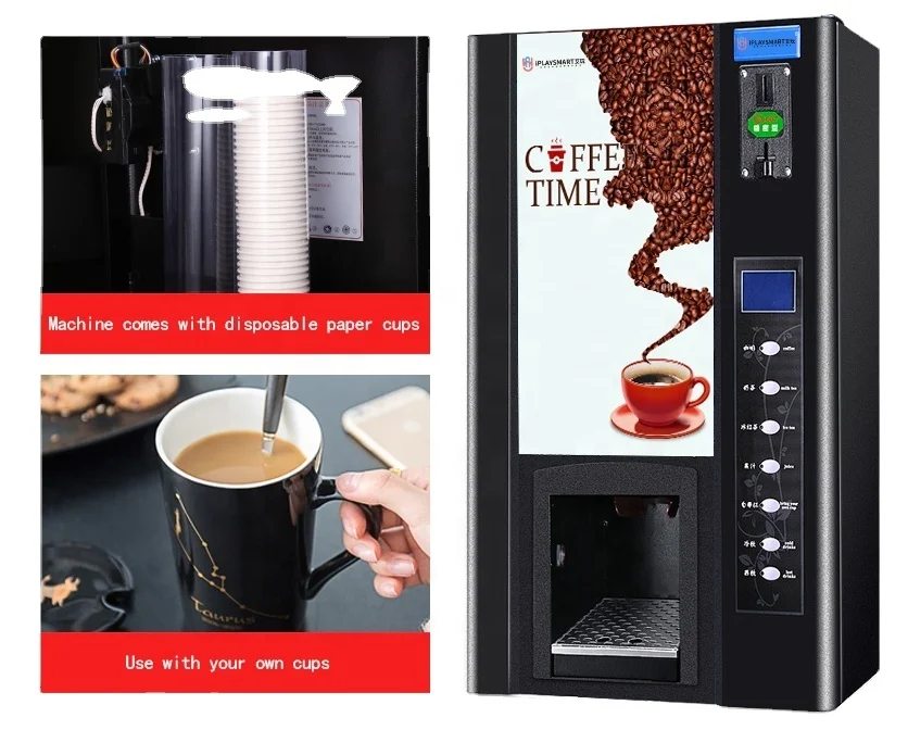 Professional Automatic Self Coin Card Payment Instant Premix Powder Milk Tea Coffee Vending Machine With CE Certificate 2