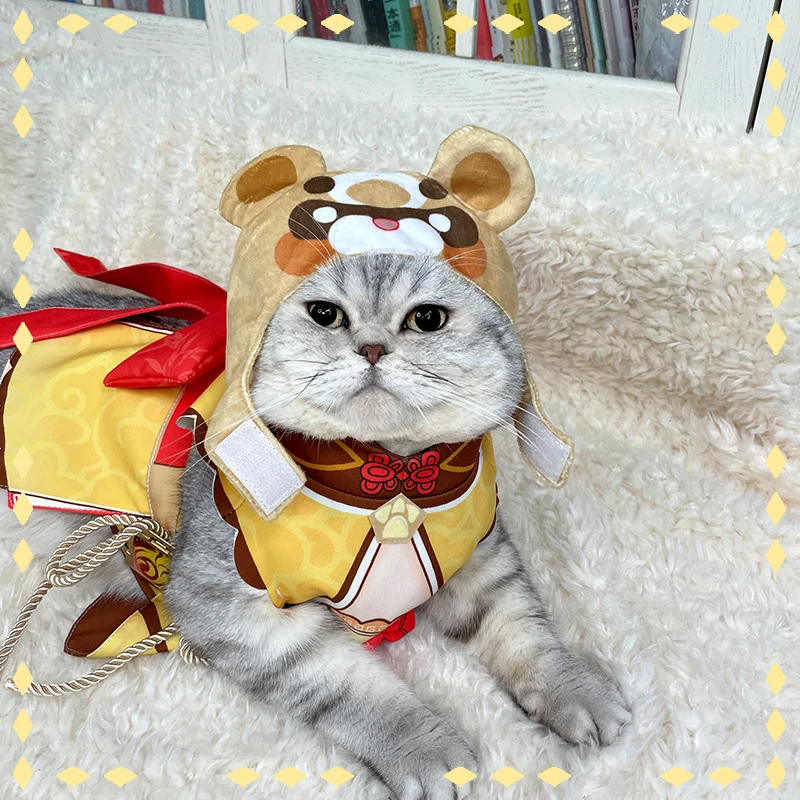 

Костюм для косплея Genshin Impact Guoba головной убор для питомца Cat Cute Liyue Kitchen God Game костюм для собаки Clothing Pet Cosplay