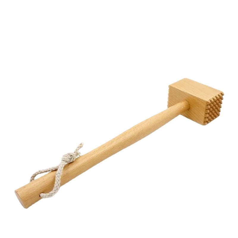 Creative Solid Wood Meat Hammer Double-sided Modern Simple Household Beech Steak Tender Meat Hammer Log Kitchenware with Handle