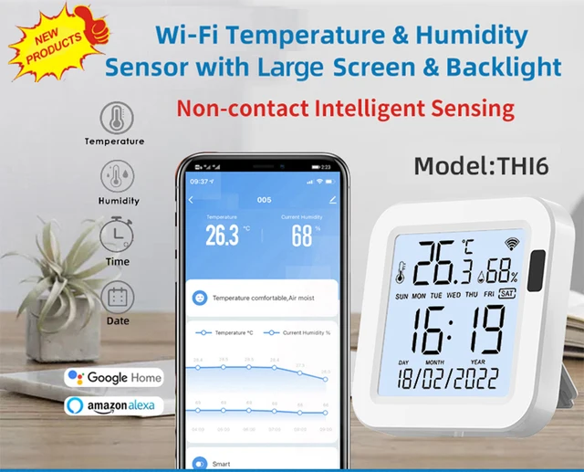 Achetez en gros Tuya Wifi Lcd Screen Thermometer Support Alexa Google  Assistant Temperature & Humidity Sensor For Smart Home App Control Chine et  Temperature And Humidity Sensor à 9.99 USD