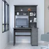 Computer Desk , Multiple Shelves, Smokey Oak Finish Is 71' Tall and Provides Multi-level Storage,Office Desks 1