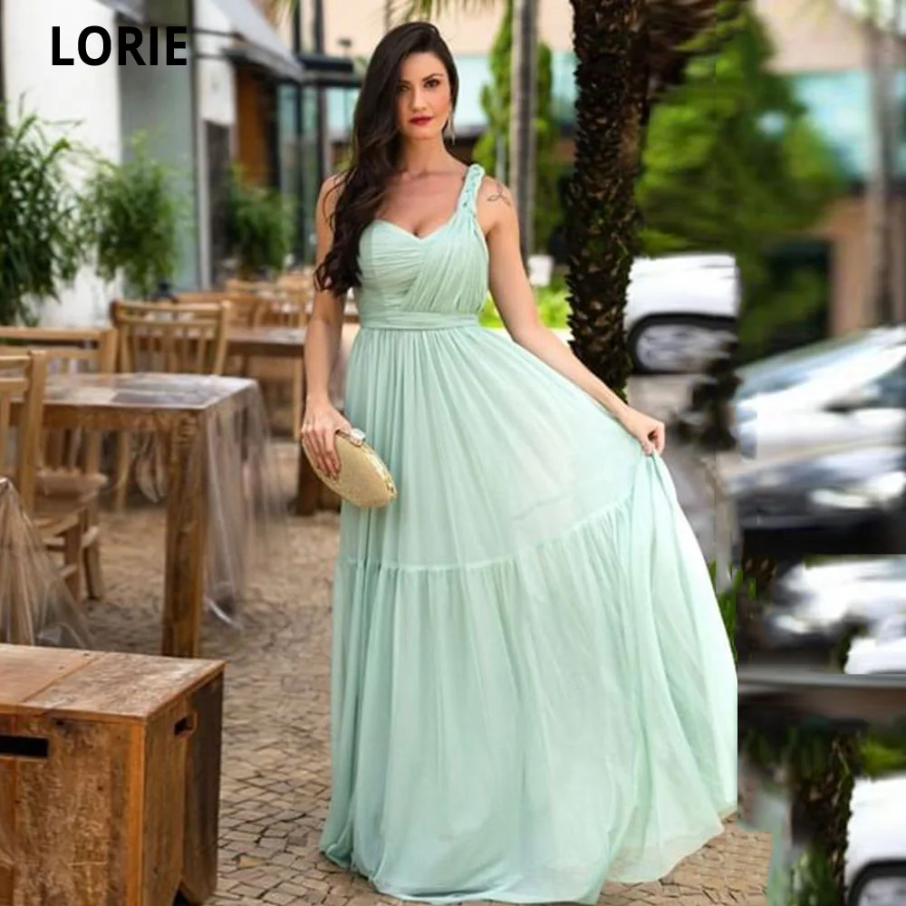 

LORIE Beach Chiffon Evening Dresses 2022 Long Sweetheart Mint Green Pleat Robes De Soirée Formal Saudi Arabia Vestidos De Gala