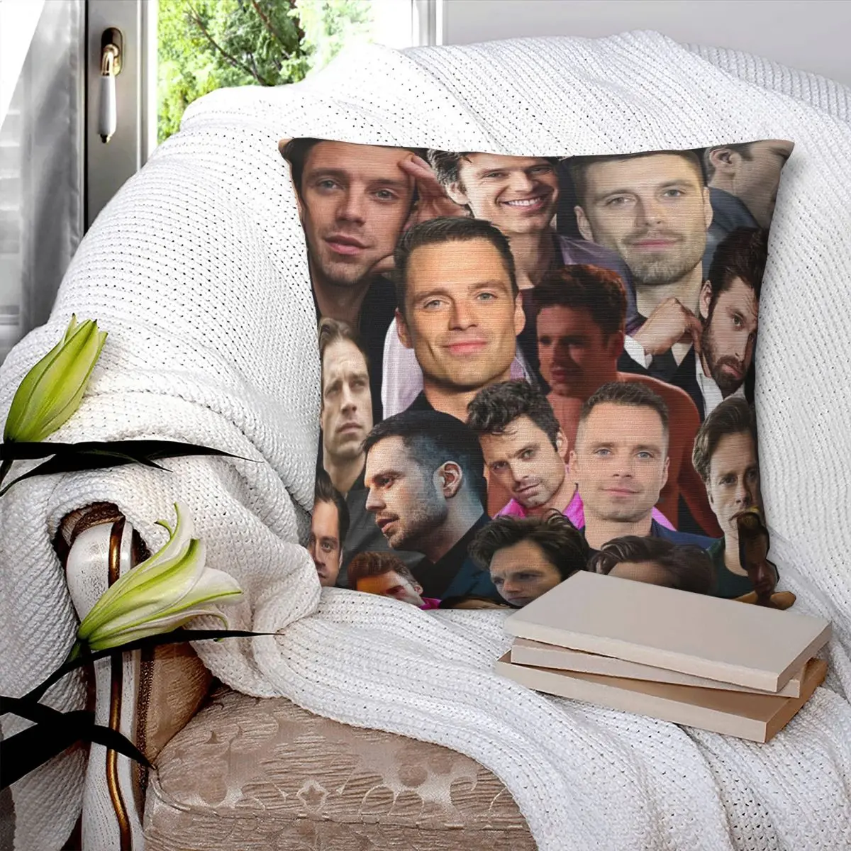 

Sebastian Stan Photo Collage Pillowcase Printed Cushion Cover Sofa Waist Pillow Pillow Cover