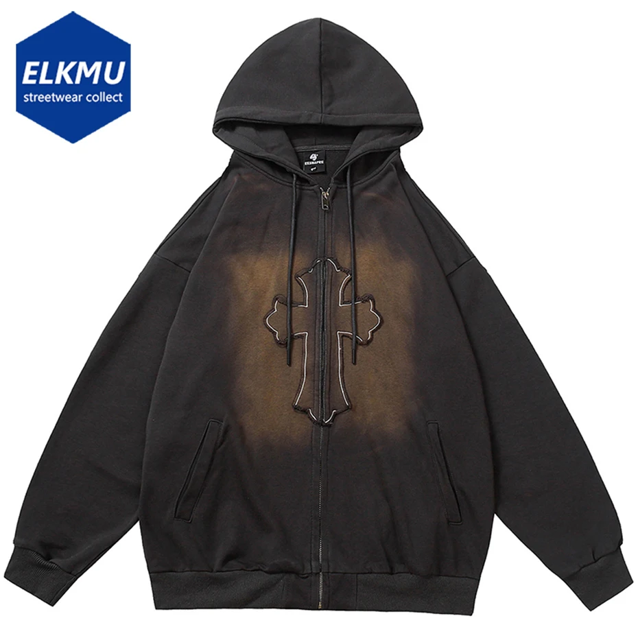 

Cross Splicing Vintage Sweatshirts Men Harajuku Streetwear Hip Hop Oversized Hoodie 2023 Fall Winter Loose Y2K Hoodies