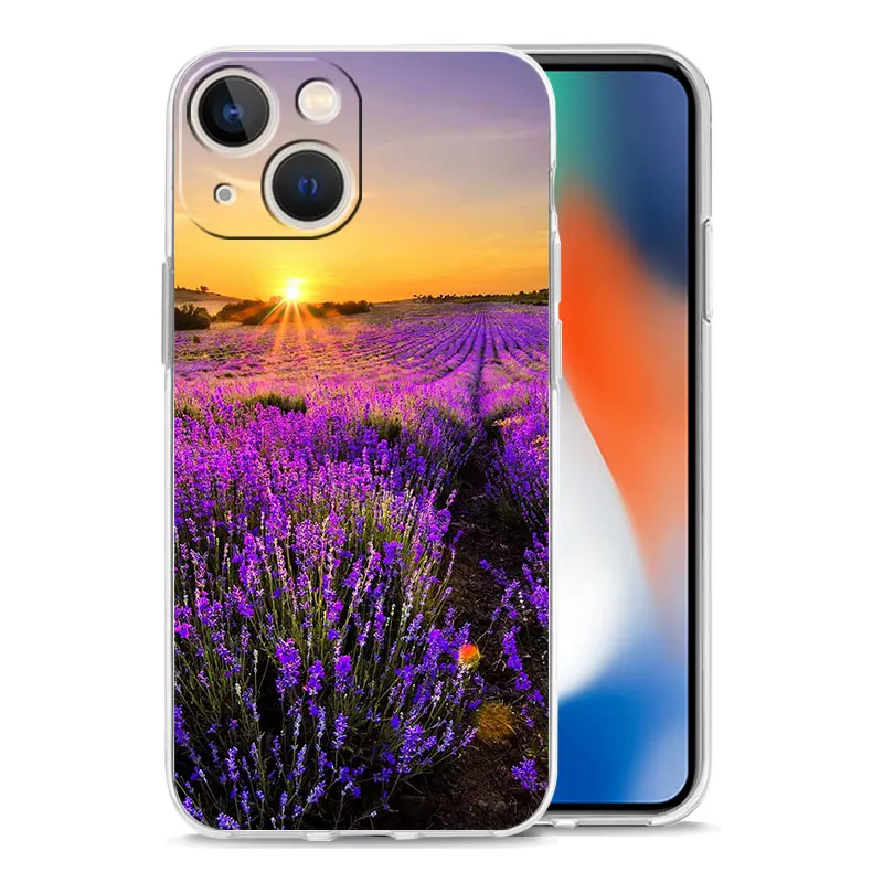 Lavender Purple Flower Clear Phone Case