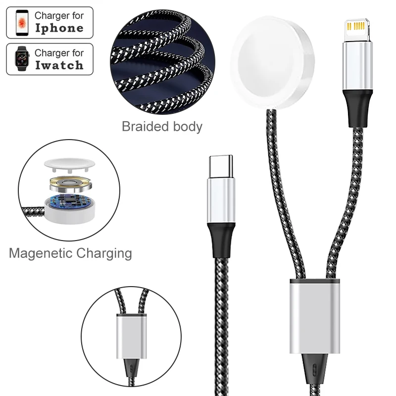 

For Apple Watch Series 8 7 6 5 2 3 4 Wireless Magnetic Charger 20W For iPhone 14 11 13 12 Pro Max USB Type C to Lightning Cable