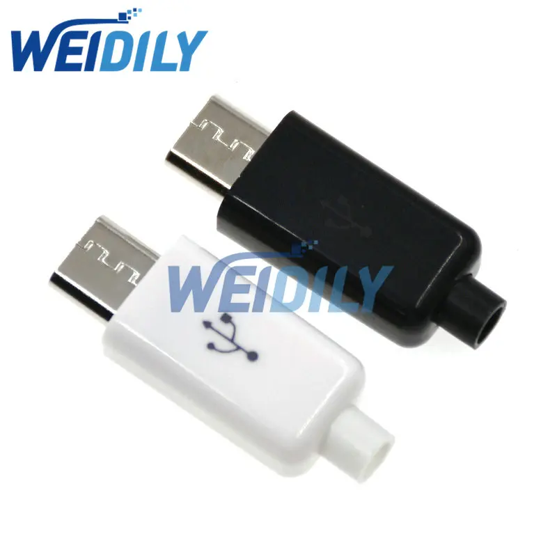 

5PCS Black+5PCS White Micro USB 5Pin Male Plug Connector Welding Data OTG Line Interface DIY Data Cable Accessories