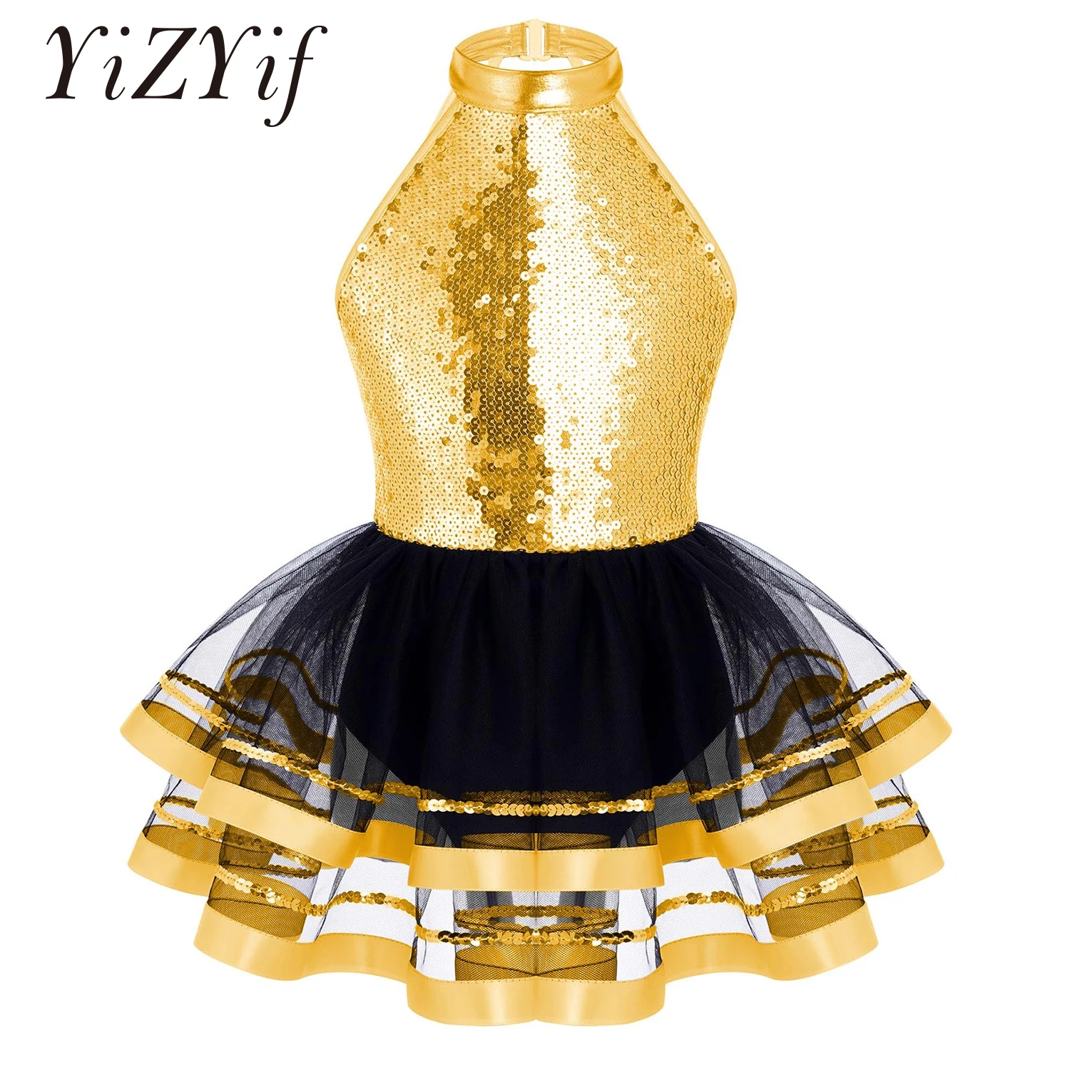 

Sequins Ballet Tutu Dress Kids Girls Jazz Modern Dancing Costume Gymnastics Leotard Lyrical Dance Stage Performance Dancewear
