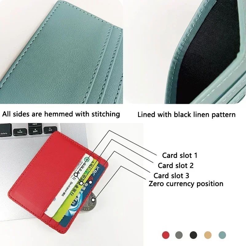 PU Leather Slim Multi-Slot Card Holder Wallet - Candy Color