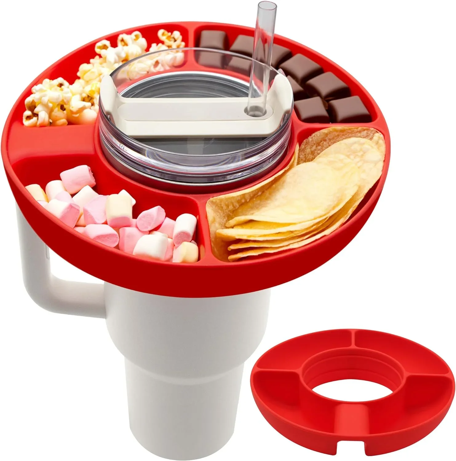 Ciotola Porta Snack In Silicone Per Stanley Cup 40oz Con Manico – 4 Scomparti, Riutilizzabile, Adatto A Bicchieri Con Manico - 3