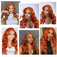Perruques de cheveux humains ondulés couleur gingembre 350 de qualité supérieure pour femmes noires, teinte orange éblouissante avec boucles naturelles fluides pour un look sans effort 6