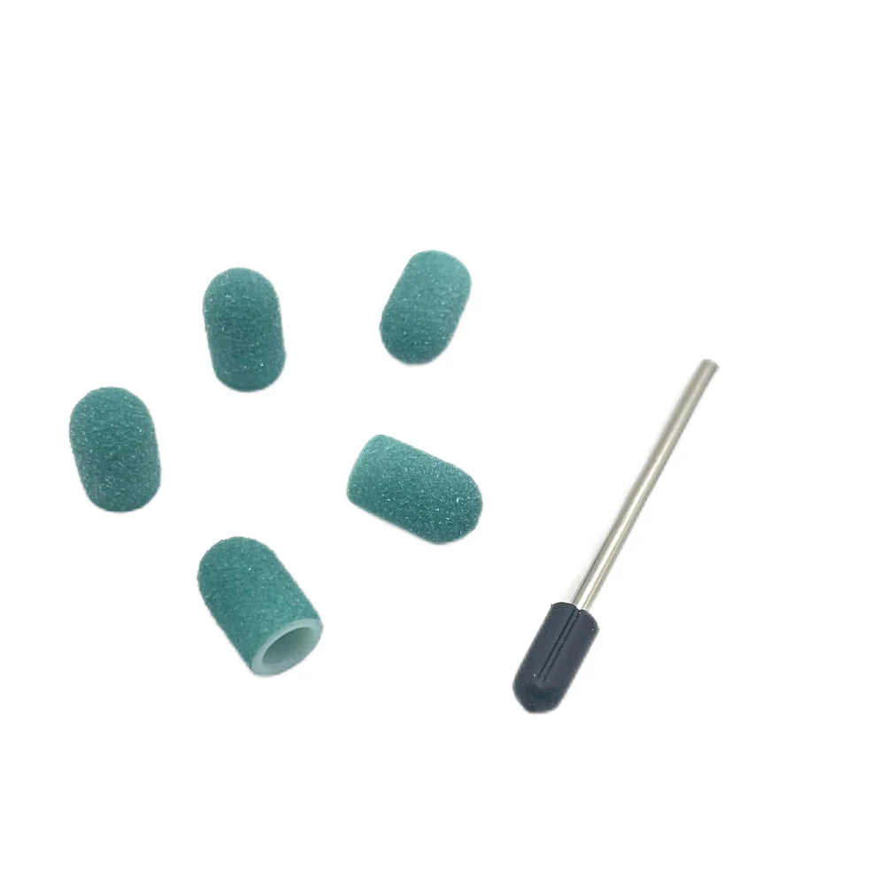 5pcs Nail Sanding Caps With Rubber Pedicure Polishing Sand Block Electric Pedicure Burr Foot Cuticle Tool Drill Accessories 5