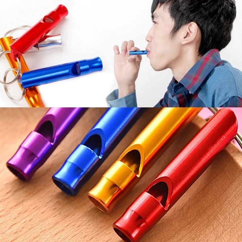 Survival whistle 4Pcs/Set Aluminum Alloy Small Whistle Key Ring Keychain for Outdoor Survival Camping Emergency Sport Safety Rape