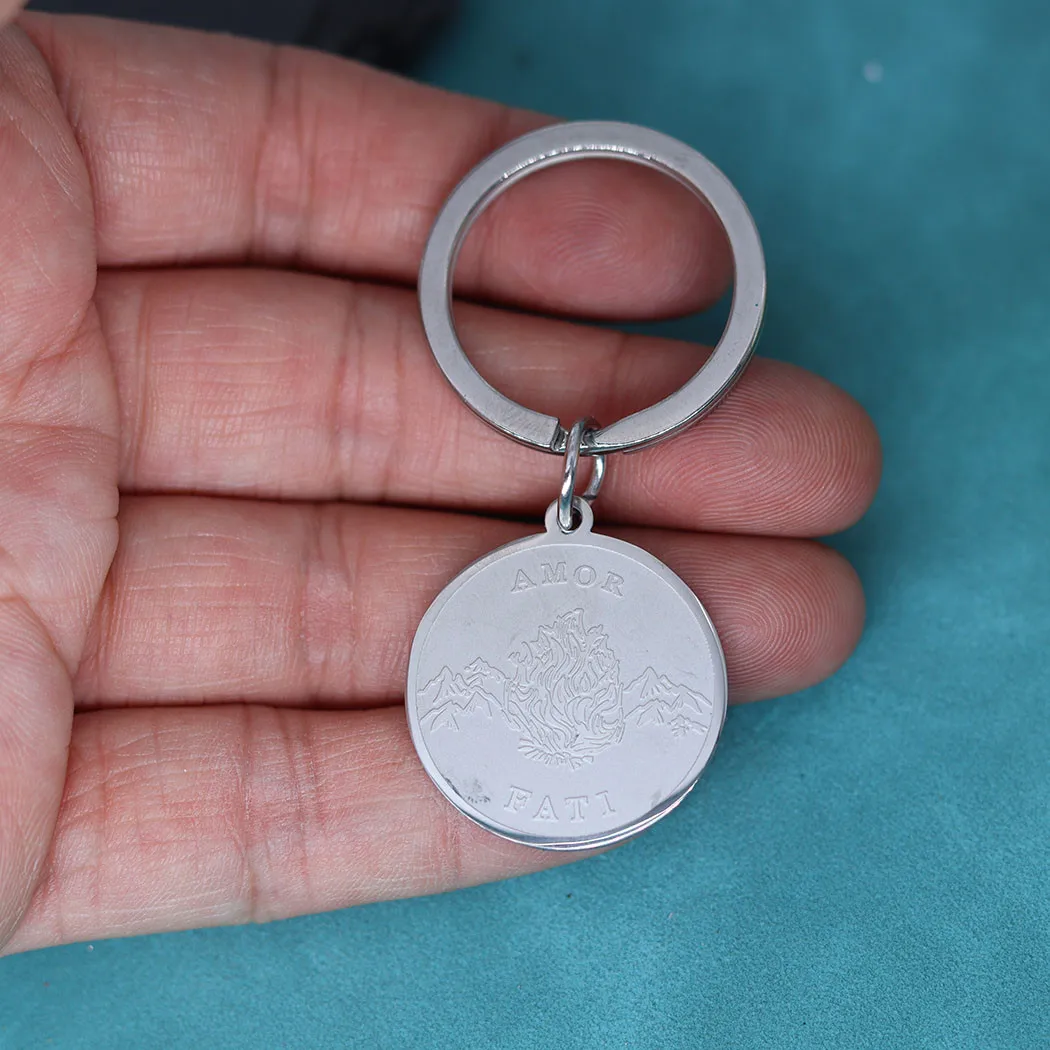 Amor Fati Stoic 펜던트 스테인레스 스틸 키 체인 남성 여성 메달 철학 Memento Mori 열쇠 고리 생일 선물 -  AliExpress
