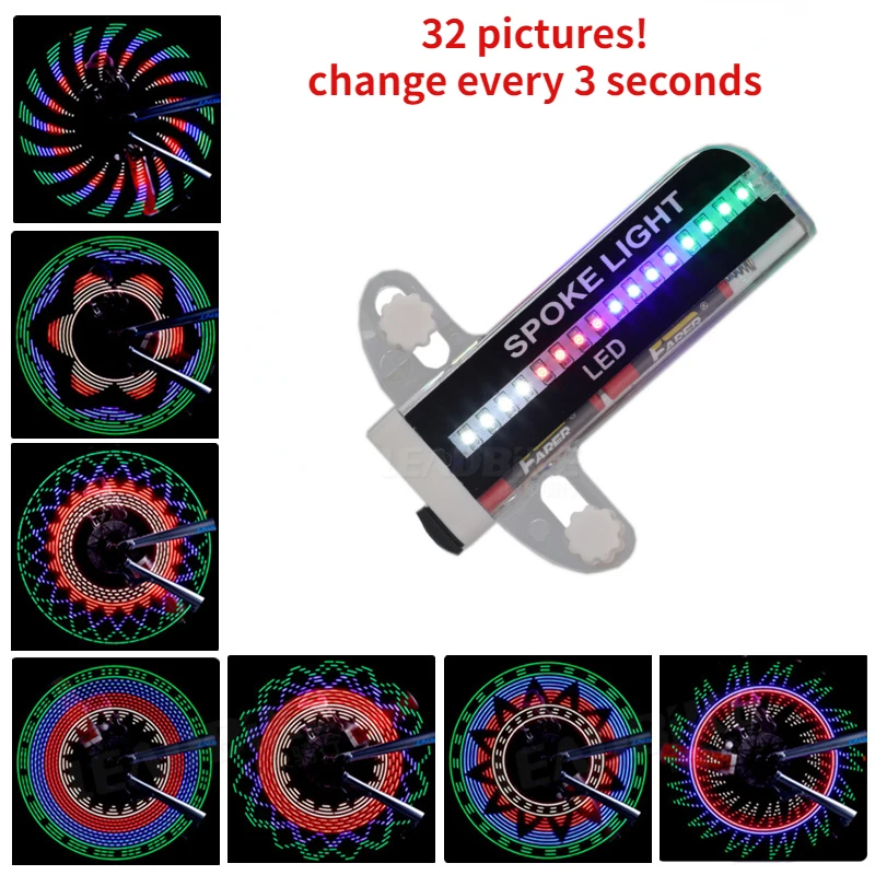 

32 LED Beads Bicycle Spokes Lights Night Cycling Waterproof Warning Light 32 Patterns Bike Wheel Lights Bicycle Accessories