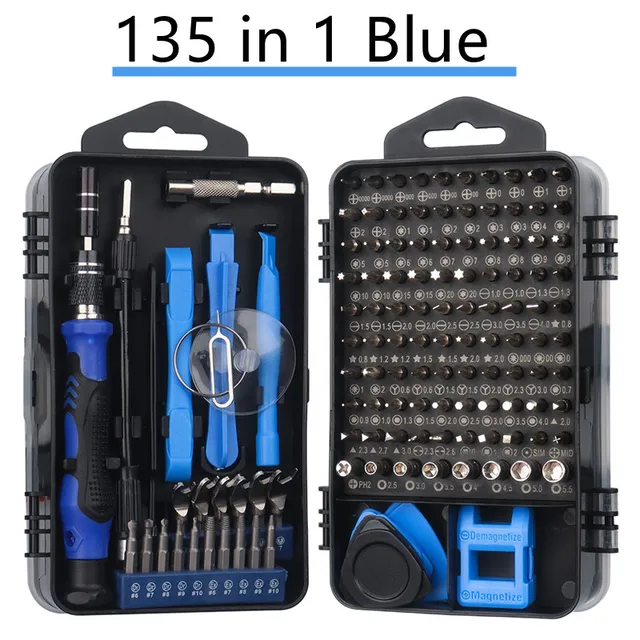 Mini Precision Screwdriver Set Magnetic,135/115 in 1 Electronic Repair Tool Kit for Iphone,Computer,Laptop,Tablet,Android 135 in 1 Blue