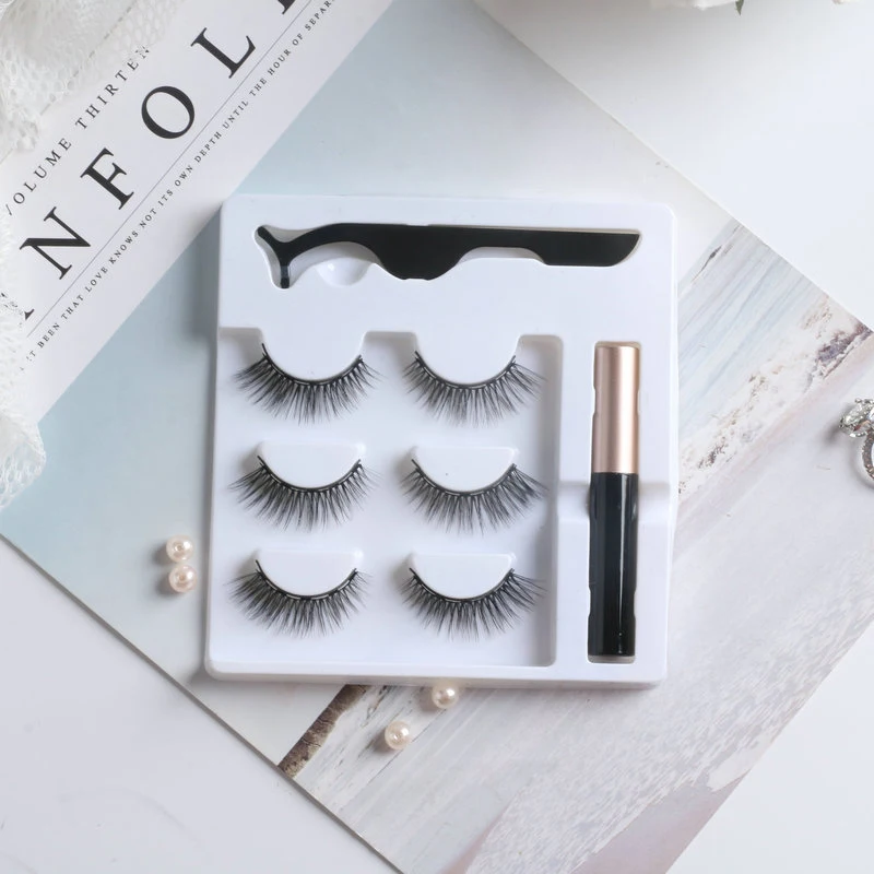3  False Eyelashs   ִ  ߵ ڼ Ӵ  3D  ũ  ڼ Eyeliners Tweezer