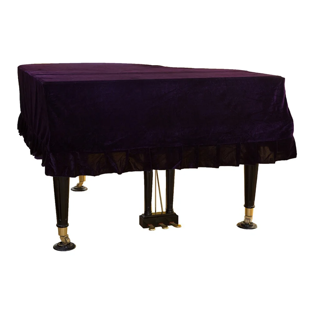1x Velvet Piano Dust Cover Grand Piano Full Cover Furniture Anti-Scratch Protective Washable Instrument Accessories