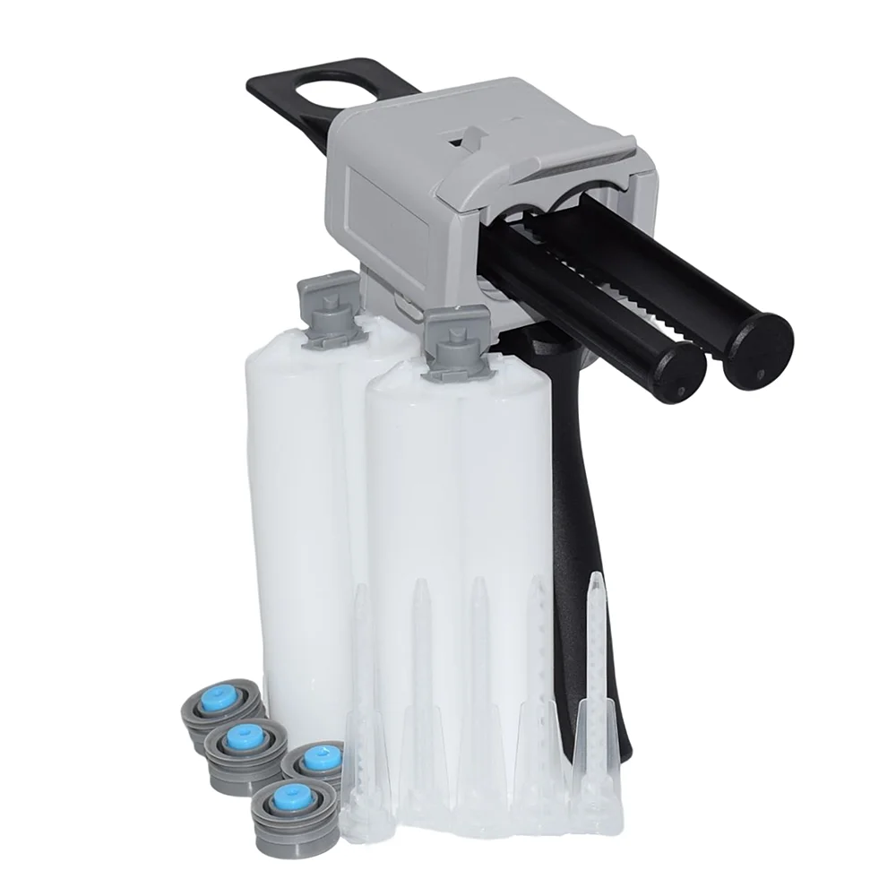 

50ml Glue Gun 1:2 AB Glues Caulking Gun Adhesive Dispenser with 2pcs 50ml 1:1 Empty Glue Cartridge and 5pc Static Mixing Nozzles