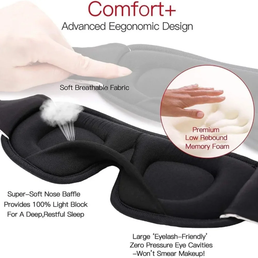 Premium 3D Sleep Mask – Ultra-Soft Light Blocking Eye Shade & Sleep Aid