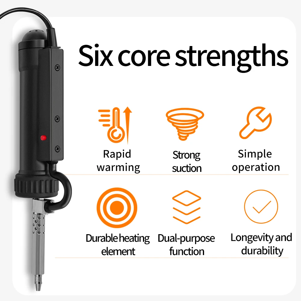 Portable Soldering Desoldering Suction with EU Plug Electric Tin Soldering Repair Tool Strong Suction for Circuit Board Assembly — view 2