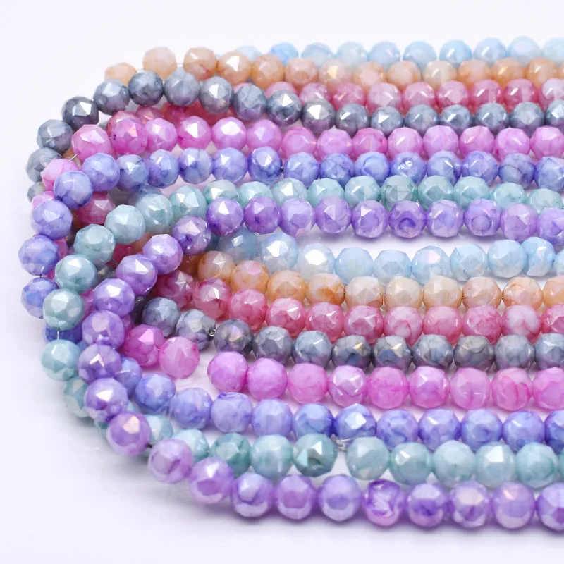 

50Pcs 8mm Faceted Crystal Glass Beads Round Shape Loose Spacer Glass Beads For Jewelry Making DIY Earring Bracelet