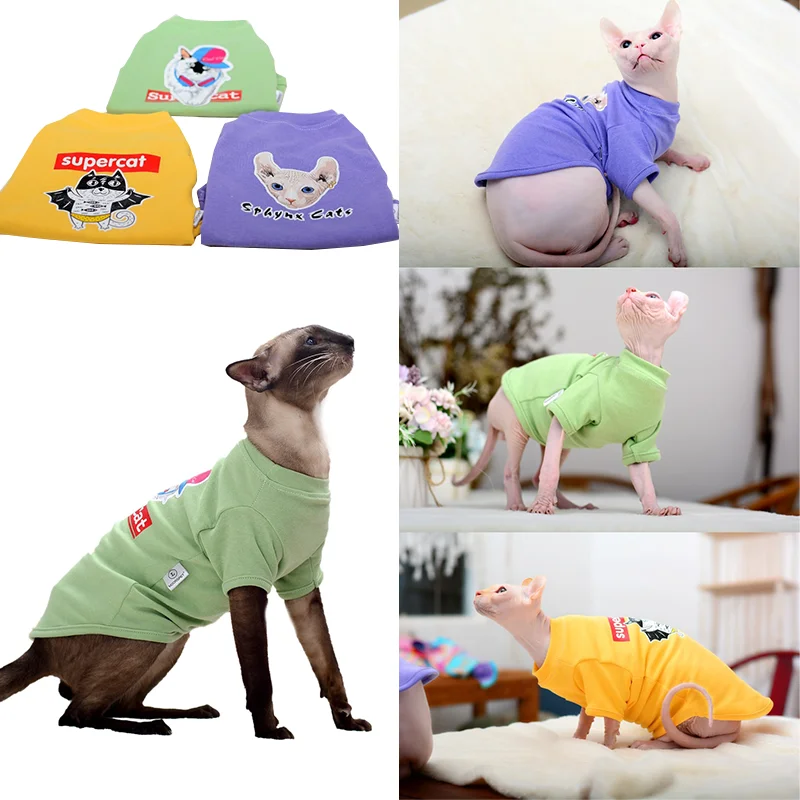 

Hairless Cat Clothes Autumn Sweatshirt Anti-shedding T-shirt Coat Warm Sphynx Hairless Cat Small Dog Clothing Pet Supplies