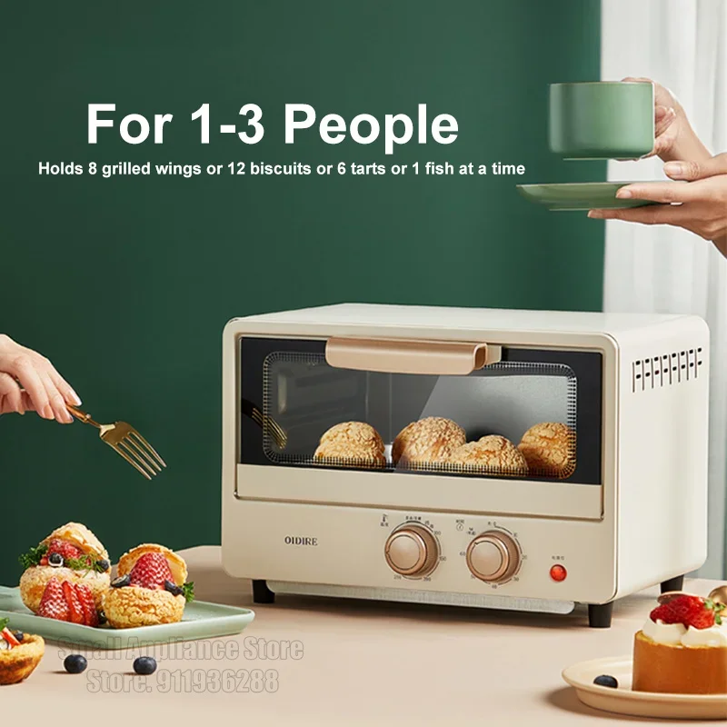 OIDIRE 12L Electric Oven Bread Toaster Pizza Cake Cookies Maker Dessert Baking Tool Breakfast Machine BBQ Roaster 60min Timing