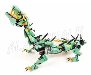 573pcs Shinobi Green Mech Dragon Fully Posable Body Swooshing Tail Garmadon 10718 Building Block Sets