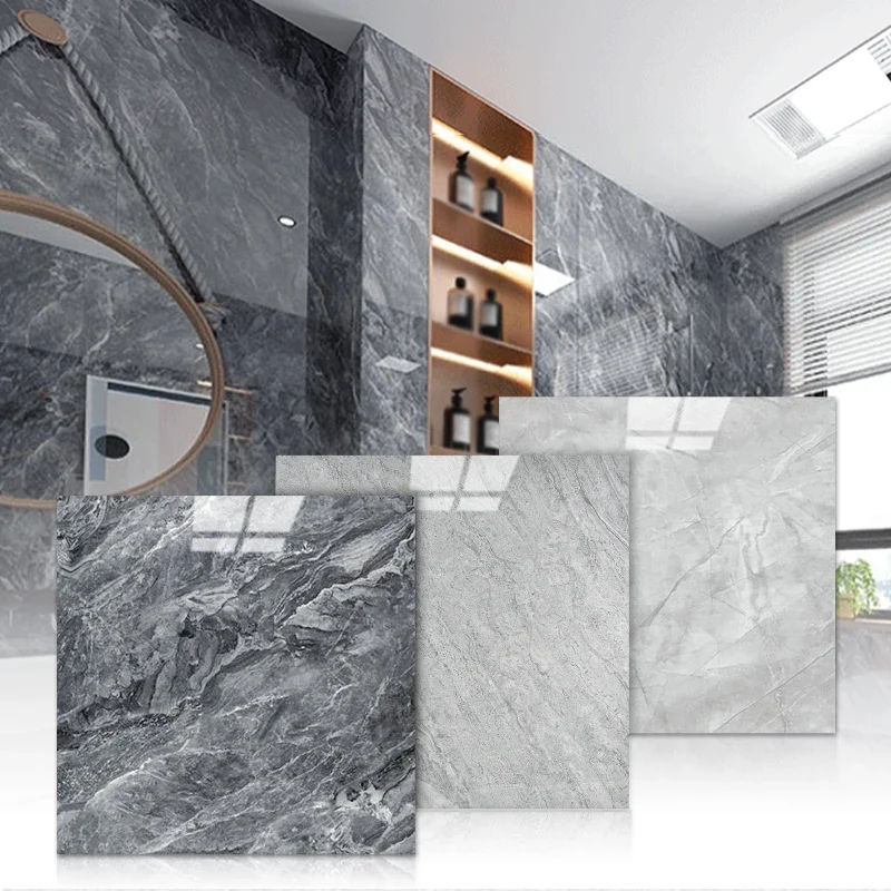 PVC 모조 대리석 바닥 스티커, 자체 접착 벽 스티커, 방수 욕실 거실 모던 장식 데칼, 10 개 